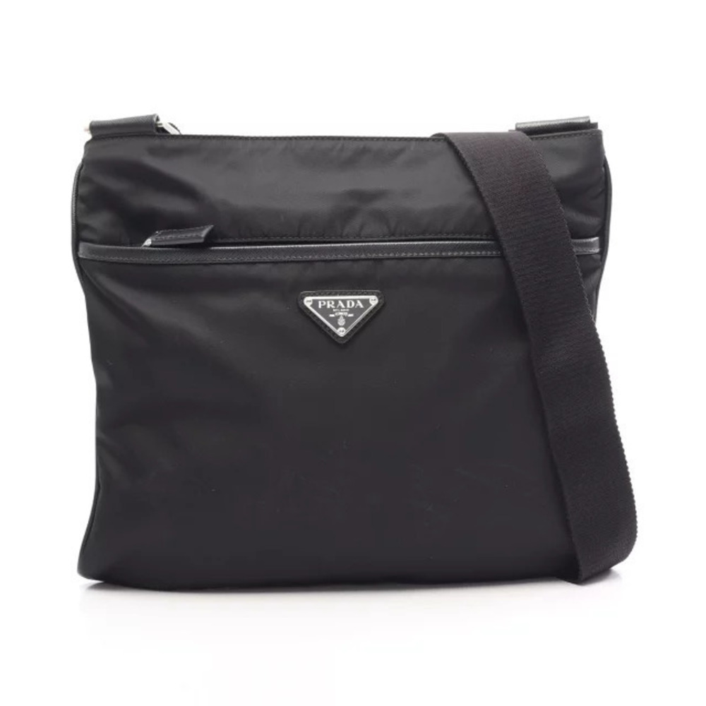 Prada TESSUTO Saffiano Shoulder Bag Saffiano Leather Black